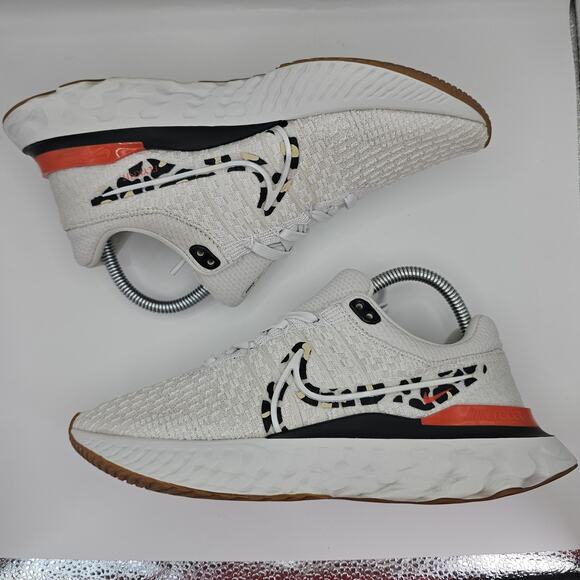 Nike React Infinity Run Flyknit 3 Leopard White Black Womens 8 Running Shoes - Picture 11 of 12